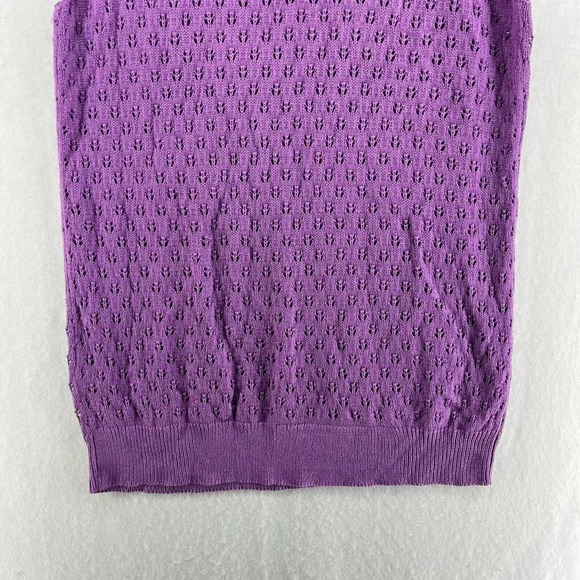 Lily Morgan Tank Sweater Womens Sz Large Purple Open Knit Spagheti Strap Stretch - Picture 5 of 10